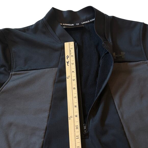 Under Armour Shirt Mens Large Black Loose Coldgear 1/2 Zip Performance Fleece - Picture 9 of 10